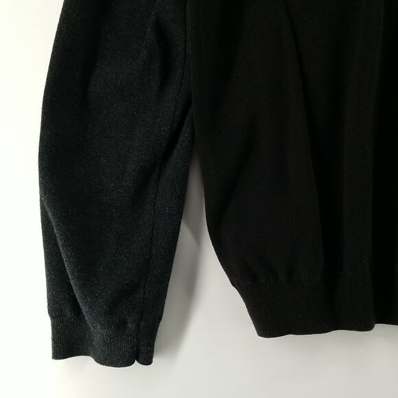 Calvin Klein Sweater Women's Large Raised Strip V Neck Long Sleeved Cotton Black - Picture 8 of 10